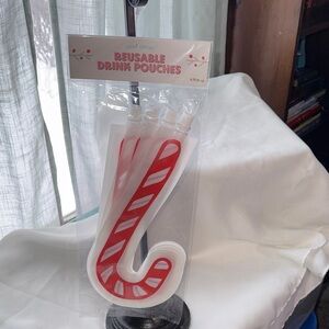 Candy‎ Cane Reusable Drink Pouches - Red